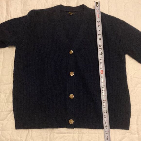 Quince 100% Cashmere Mongolian Oversized Jenni Kayne Boyfriend Cardigan Navy XS - Picture 6 of 9
